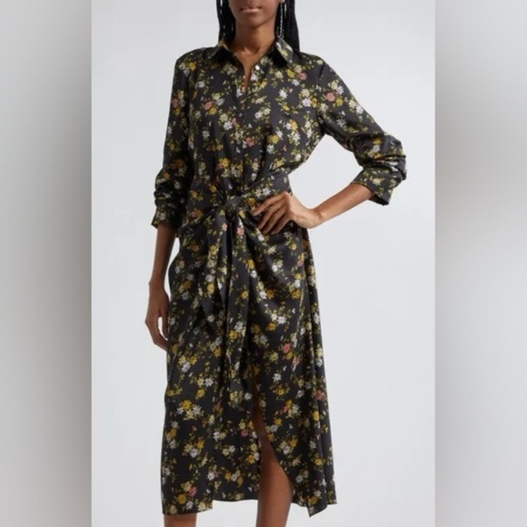 New Cinq a Sept Jacey Floating Daisies Shirt Dress Ditsy Floral Tie Waist 10 - Picture 1 of 15